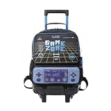 TOTTO - Zaino scuola con ruote, modello Vortex M, zaino medio, capacità 23 l, tasche bottiglia, 2 scomparti anteriori, protezione sulla base, cinghie regolabili, stampa nera