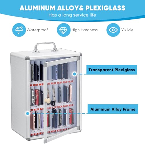 Jargrovs Handy Aufbewahrungsschrank mit 24 Steckplätzen,tragbares Handy-Schließfach zur Wandmontage,Handy aufbewahrungsbox aus Aluminiumlegierung,geeignet für Prüfungen Klassenzimmer in Büroschulen