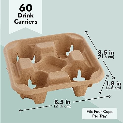 Okuna Outpost SHECO 60 Pack Disposable Coffee Tray, 4 Cup Carriers thumb #3