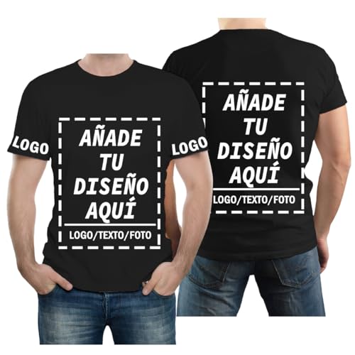 velquessa Camiseta Personalizada Hombres Mujeres,Camisetas Personalizar Diseño Foto/Logo/Texto, Camiseta Personalizadas Pareja,Camisetas para Personalizado 4 Caras