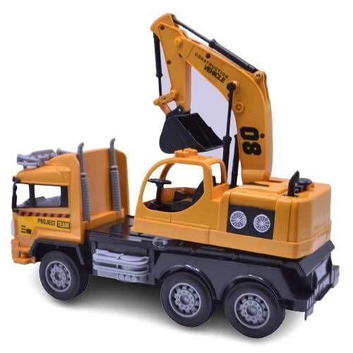 Pihura RC Truck Construction Stalling RC Excavator Wireless Remote Control Engineering Vehicle Machine RC Tank Construction Toy with Red Light for Kids and Children 4