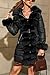 Bellivera Women Faux Leather Winter Trendy puffer jacket water-resistant Thicken Bubble Coat with Fur Hood and Belt 12105 BLACK S