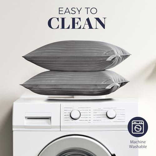 Basic Beyond King Size Pillows for Sleeping - Soft Down Alternative Pillows Luxury Hotel Collection Bed Pillows Set of 2, Grey, 20x36 Inches