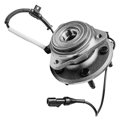 Image of Detroit Axle - Front Brake Kit Wheel Bearing Hubs for 4WD Ford Explorer | Ranger Mazda B3000 B4000 Mercury Mountaineer Drilled & Slotted Brake Rotors and Ceramic Brake Pads Replacement
