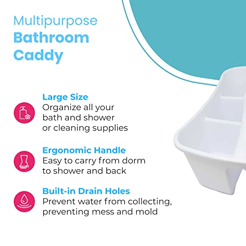 Lavo Home Bath Caddie White - Totes With Divided Compartments And Handles For Organizing, Storing & Carrying Cleaning Supplies And Bathroom Accessories (Large Cleaning Caddy) #TOP2