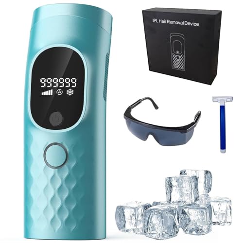 IPL Hair Removal Device, Laser Hair Removal Device 3-in-1,5 Energy Levels, 999,999 Flashes, 2 Control Modes, IPL Laser Hair Remover for Women Body Facial Bikini Line Arm Leg, Home Use (Sky Blue)
