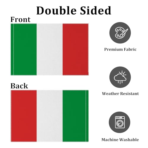 Drapeau Italie double face résistant aux intempéries en toile de jute