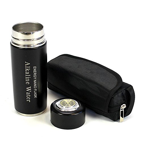 Black Alkaline Energy Flask Ionizer Water Bottle with Case NEW by Great Deal