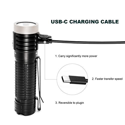 Thrunite T2 Led Flashlight, High 3757 Lumens, Usb Type C Rechargeable Bright Flashlight With High-Performance Xhp70 Neutral White Led, For Outdoor Activities, Indoor Use - Black Neutral White #TOP1