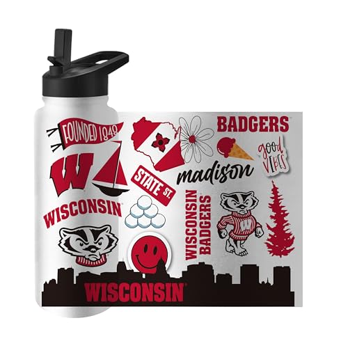Image of Logo Brands NCAA Native 34 oz Quencher Water Bottle - | Local Icons Design | Double-Wall Insulated| Leak-Proof Lid & Built-In Straw