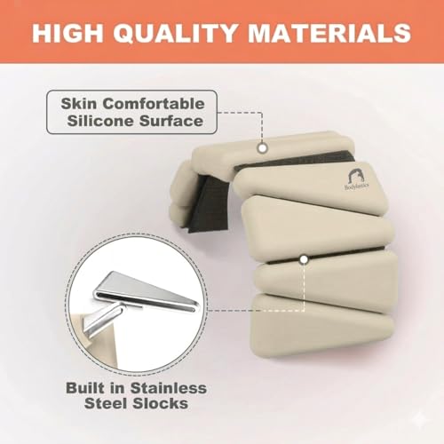 Image of Bodylastics Adjustable Ankle & Wrist Weights 4 lb Pair (2 lb Each) - Silicone, Sweat-Resistant for Arms & Legs - Perfect for Jogging, Walking, Physiotherapy, Cardio, Yoga & Strength Training