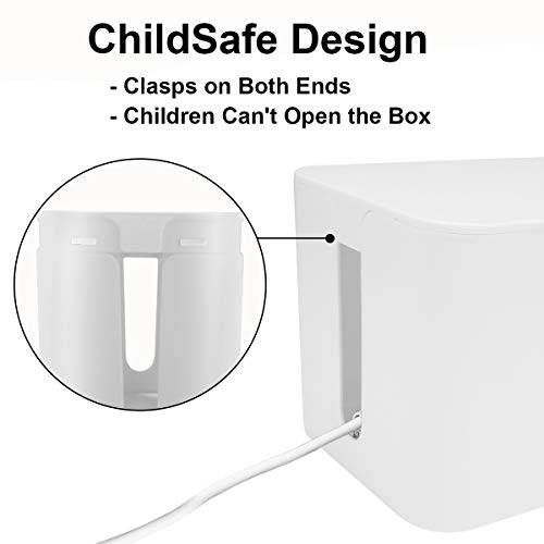 Cable Management Box DUNCHATY 3 Pack Cable Box Organizer with Large Medium Small Cord Hider Box Safe ABS Material for Cover and Hide TV Wires,Computer,Router,USB Hub and Under Desk Power Strip&Cords - Thumbnail 4