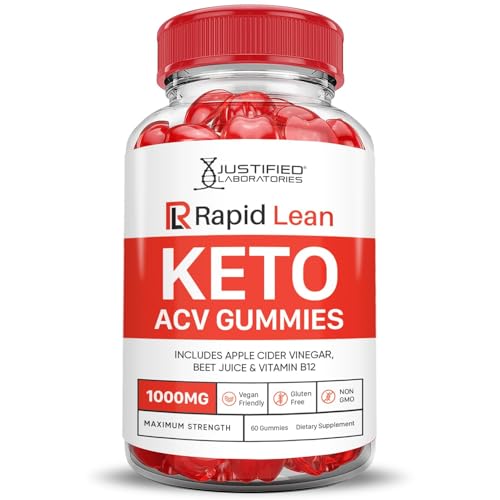Justified Laboratories Rapid Lean Keto ACV Gummies Advanced Formula 1000MG Rapid Lean Keto Gummies Apple Cider Vinegar Formulated with Pomegranate Beet Juice Powder B12 Vegan Non GMO 60 Gummys