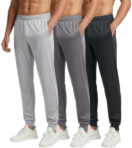 Image of Real Essentials 3 Pack: Men's Active Athletic Casual Jogger Sweatpants with Pockets