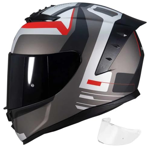 Image of Full Face Motorcycle Helmet,Helmets for Adults Motorcycle, MG611 Motorbike Racing Street Bike Helmets with Black Visor for Men Women,DOT Approved (Matte Gray Cloud, XXL)