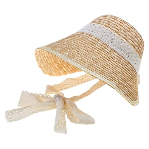 Bonnet de soleil pour femme en paille contre la chaleur, style vintage ajustable pour le plein air