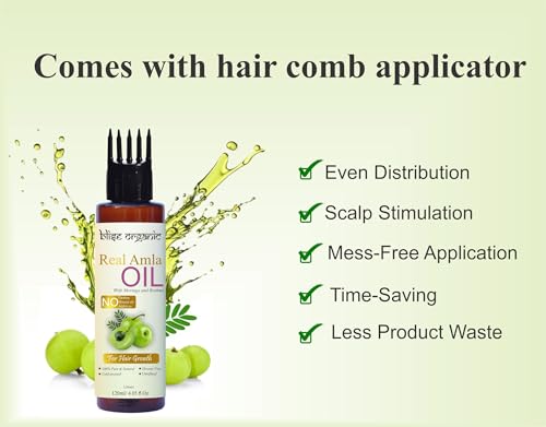 Image of Blise organic Real Amla Oil -100% Pure, Cold Pressed and Natural, For Skin and Hairs, with Brahmi and Moringa, Soil to Oil Certified, No artificial Fragrance, No added Colors