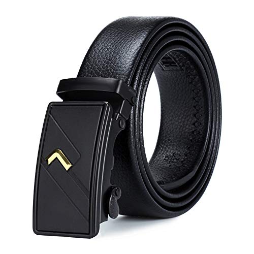 ALAKA Automatic Alloy Black Gold Style Buckle Ratchet Mens Belt