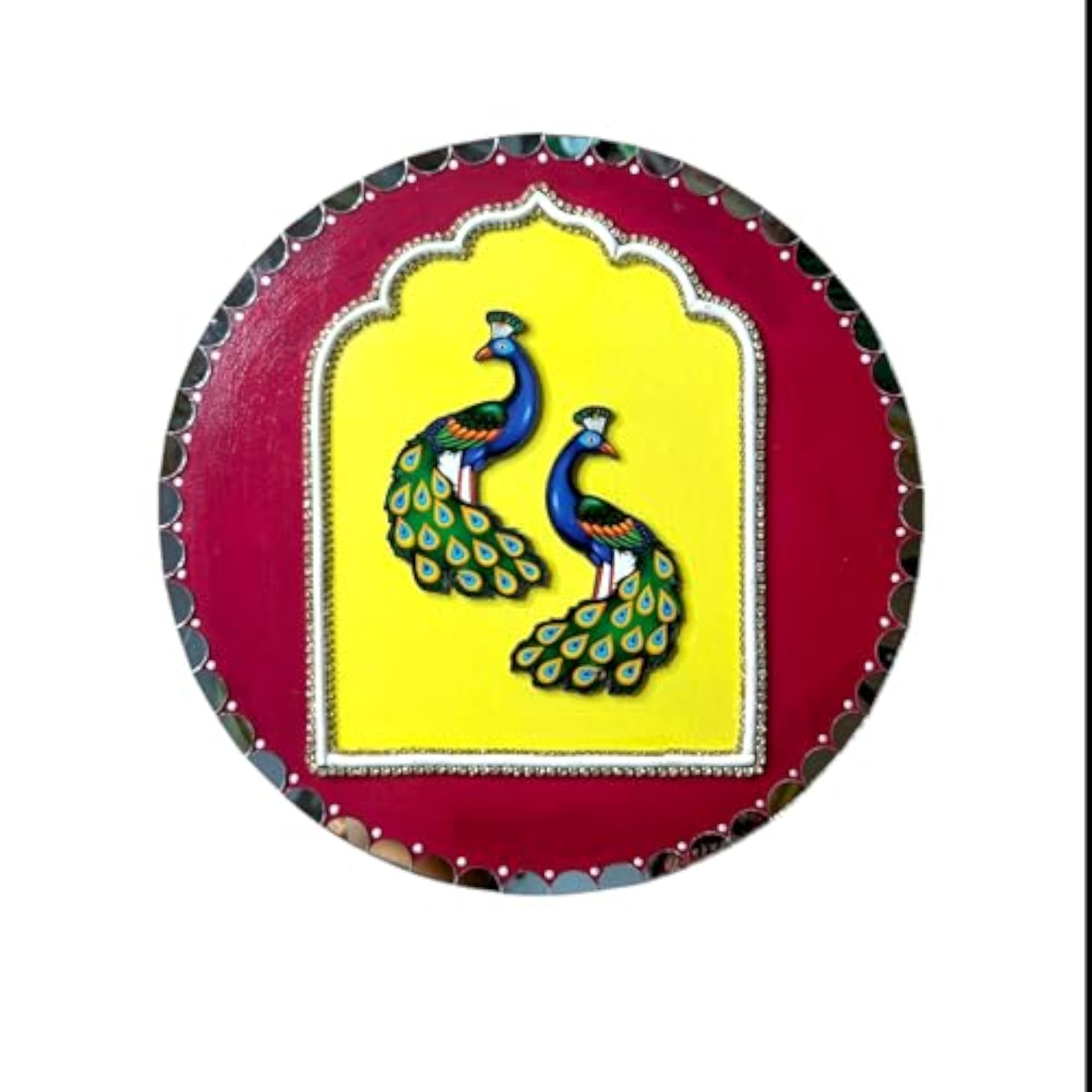 Handcrafted Peacock Wall Decor, Round MDF Hanging