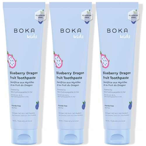 Boka Fluoride Free Toothpaste with Nano Hydroxyapatite, Blueberry Dragon Fruit, 4 oz (3Pk)