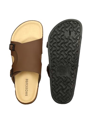 Image of Men Full Cover Double Buckle Slippers | Covered Slip-On Sandals for Men | Comfortable Footwear | Adjustable Strap Rubber Sandals | Anti-Slip Sole Slippers