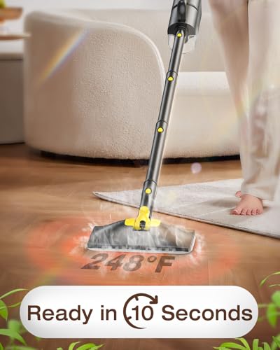 Image of 10-in-1 Steam Mop, Detachable Handheld Steam Cleaner for Multi-Surface | 350ml Tank,10s Heat-Up,248F Steam Cleaner,2-Level Control,Swivel Head for Carpet,Floor,Tiles,BBQ grill,Car Accessories