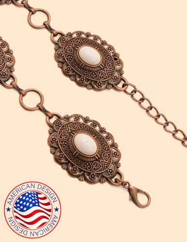 Image of TOPACC Western Metal Concho Belt for Women Cowgirl Chain Belts for Dresses Jeans Country Concert Outfit