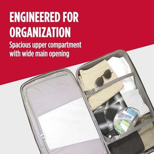 FUL Workhorse 30-Inch Rolling Duffel Bag, Split-Level Travel Luggage with Hardshell Base and Wheels, Khaki3