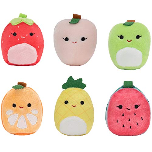 Image of Squishville by Squishmallows Mini Plush Fruit Squad, Six 2 inch Soft Minimallow Plush, Irresistibly Colorful Fruits, Mini Peach, Pineapple, and Watermelon