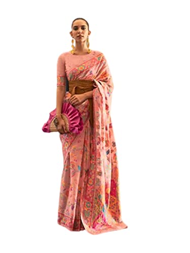 Cachemire traditionnel non cousu femme rose tissu vêtement 8206