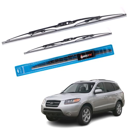 Image of Windshield Car Wiper Blades Metal Frame Water Repellant Cleaning Wiper Blades Refills Best for Hyundai Santa Fe (Cm) (2006-2009) Dr 24 inch /Pa 18 inch