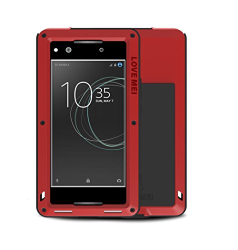 Sony Xperia XA1 Case, Bpowe Armor Tank Aluminum Metal Gorilla GlassGorilla Glass Shockproof Military Heavy Duty Sturdy Protector Cover Hard Case for Sony Xperia XA1 (Red)