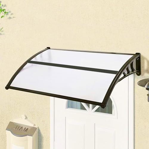 Vordach für den Außenbereich | Sonnendach | Regenschutz | Vordach zum Reparieren | Vordach aus ABS mit Abdeckung aus Polycarbonat 80 x 120 cm, schwarz