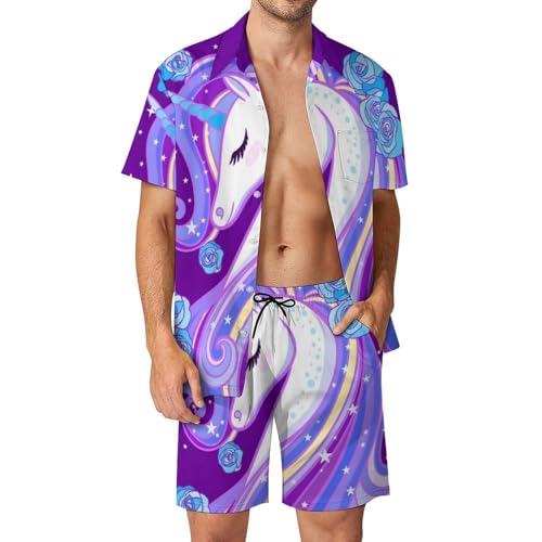 Licorne Violette chemise hawaïenne pour vos vacances de plage