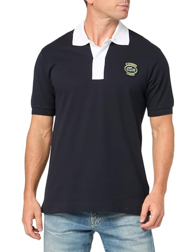 Lacoste Men's Short Sleeve Classic Fit Polo W/Badge, Abysm/White, XL