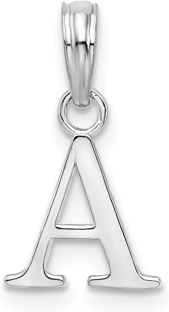 925 Sterling Silver Polished Block Initial Charm Pendant