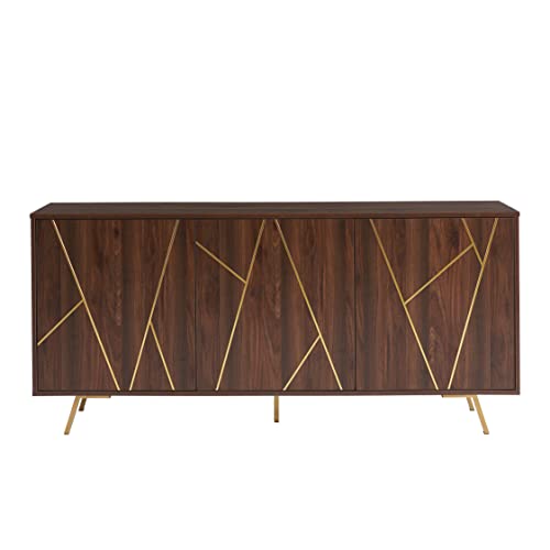 Edyo Living Modern Sideboard Cabinet, Buffet Cabinet With Storage, Free Standing Accent Cabinet For Dining Room, 63" Wx15.8 Dx29 H Living Room, Entryway Or Hallway, Three Doors, Dark Walnut #TOP5