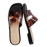 CUSHIONAIRE Voyage Cutout Strap Slides for Women, Slip On Summer Flats, Trendy Footwear, Comfortable Vacation Style Sandals for Women 2025, BROWN 8.5