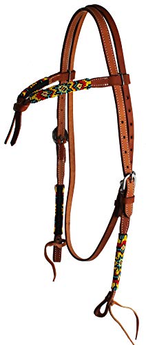 CHALLENGER Horse Show Bridle Western Leather Knotted Beaded Headstall 79118HB