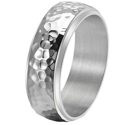 Bague rotative homme acier titane nid d'abeille bijou minimaliste