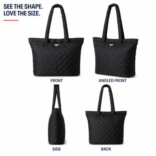 Image of Reebok Womens Tote Bag - Lightweight Carry On Puffer Quilted Tote Bag for Travel Work Travel and Daily Essentials