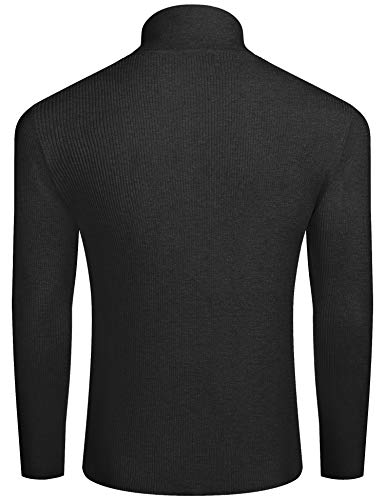 Coofandy Mens Classic Fit Knitted Pullover Turtleneck Sweater Twisted Cable Knitwear (Black M) #TOP4