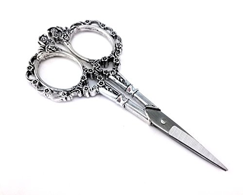 Yueton Vintage Europea Style Plum Blossom Needlework Embroidery Scissors (Silver)