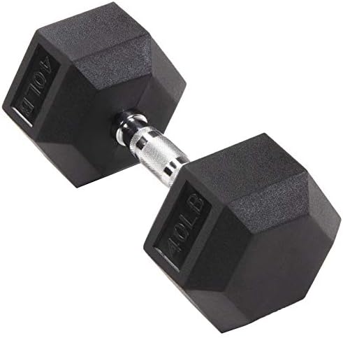 Signature Fitness Colored Rubber Encased Hex Dumbbell, Pairs or Sets, Multiple Packages