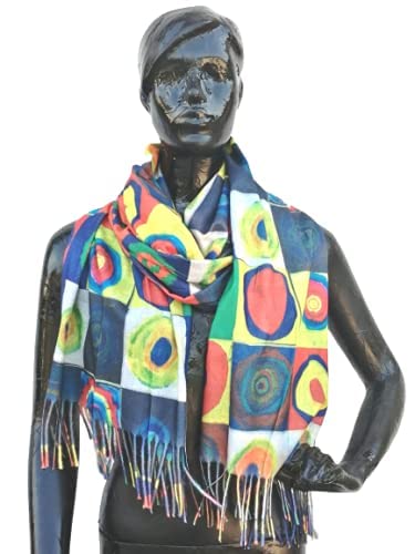 Écharpe en viscose double impression Monet et Kandinskij style pashmina