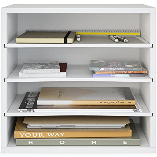 Ballucci 4-Tier Paper Organizer for Desk, Stackable Organizer Tray, Desk Storage Shelves, Stacking Letter Paper Tray Sorter for Classroom, Office, White - Image 9