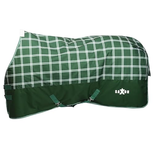 Saxon Defiant 1200D Standard Neck Lite Horse Blanket, Hunter Green/Plaid, 87\"