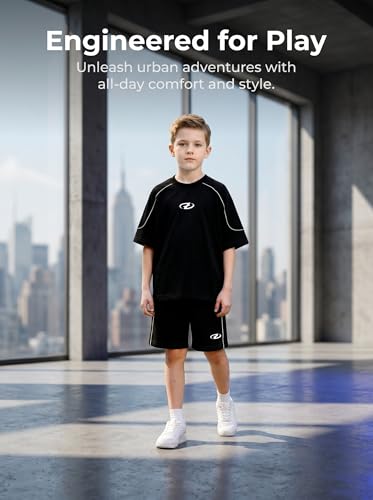 Image of Summer Clothes for Boys 2 Pcs, Letter Print Tops and Shorts Sports Casual Outfit Set for Kids