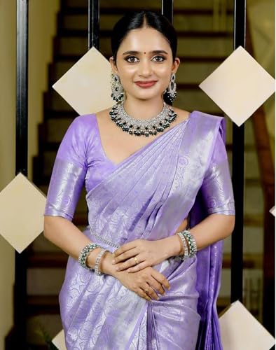 Image of SIRIL Women's Banarasi Soft Silk Saree Pure Silk with Unstitched Blouse Piece