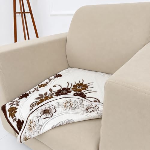 Image of Homerz Premium 'Surya Series' Sofa Cover | Stylish Sofa Protector | Net Fabric | Anti-Stain & Washable Slip Cover Exact Size Antislip (Daisy Brown, 1 Seater, Only Seat Cover)